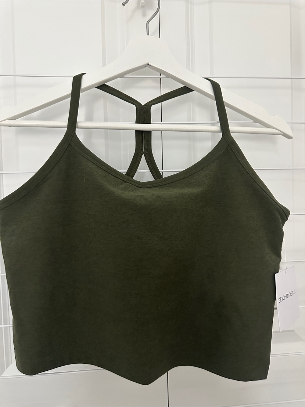Beyond Yoga Olive Green Double-Strap Cropped Camisole